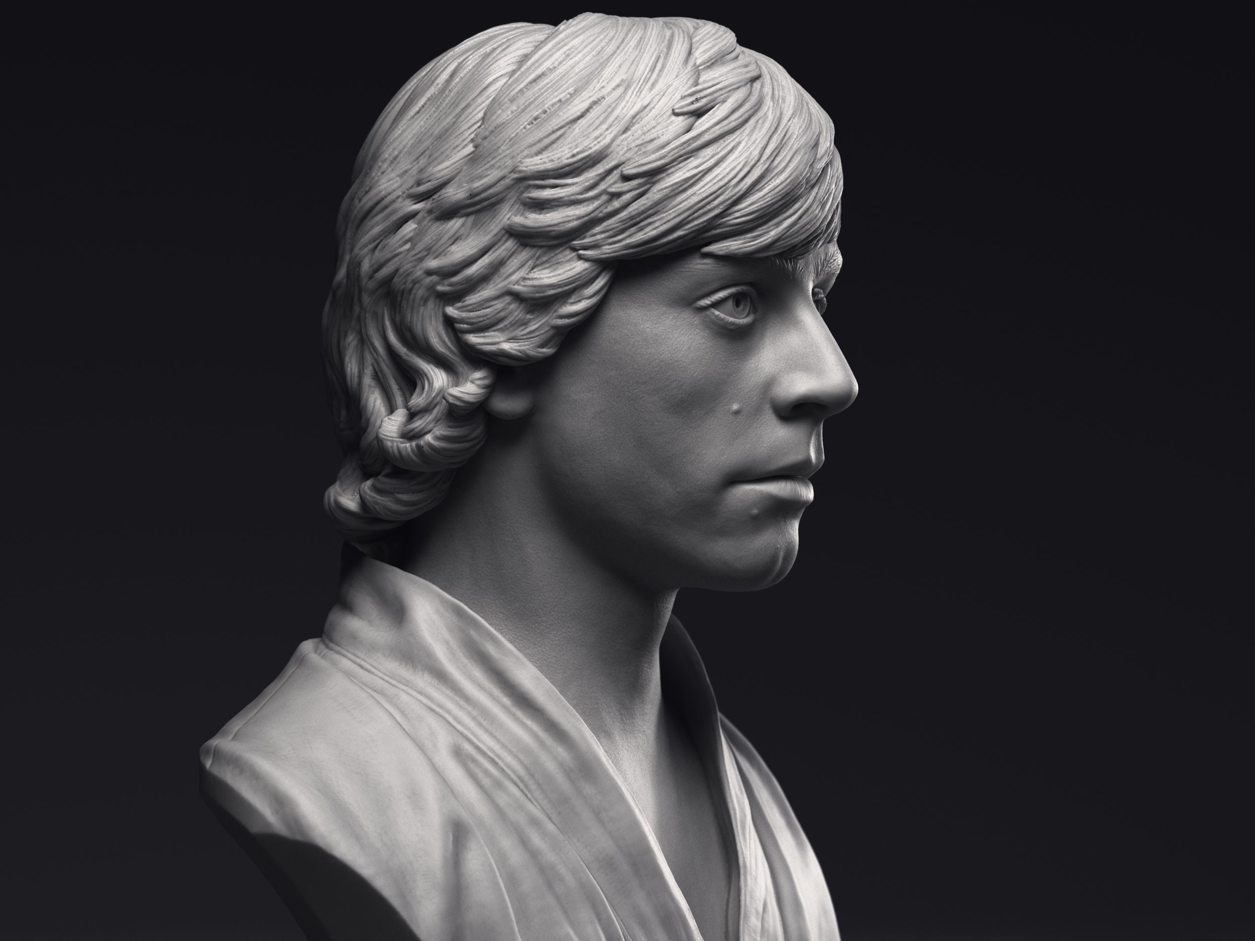 Mark Hamill as Luke Skywalker Bust Printable 3D Model 3D print model_12