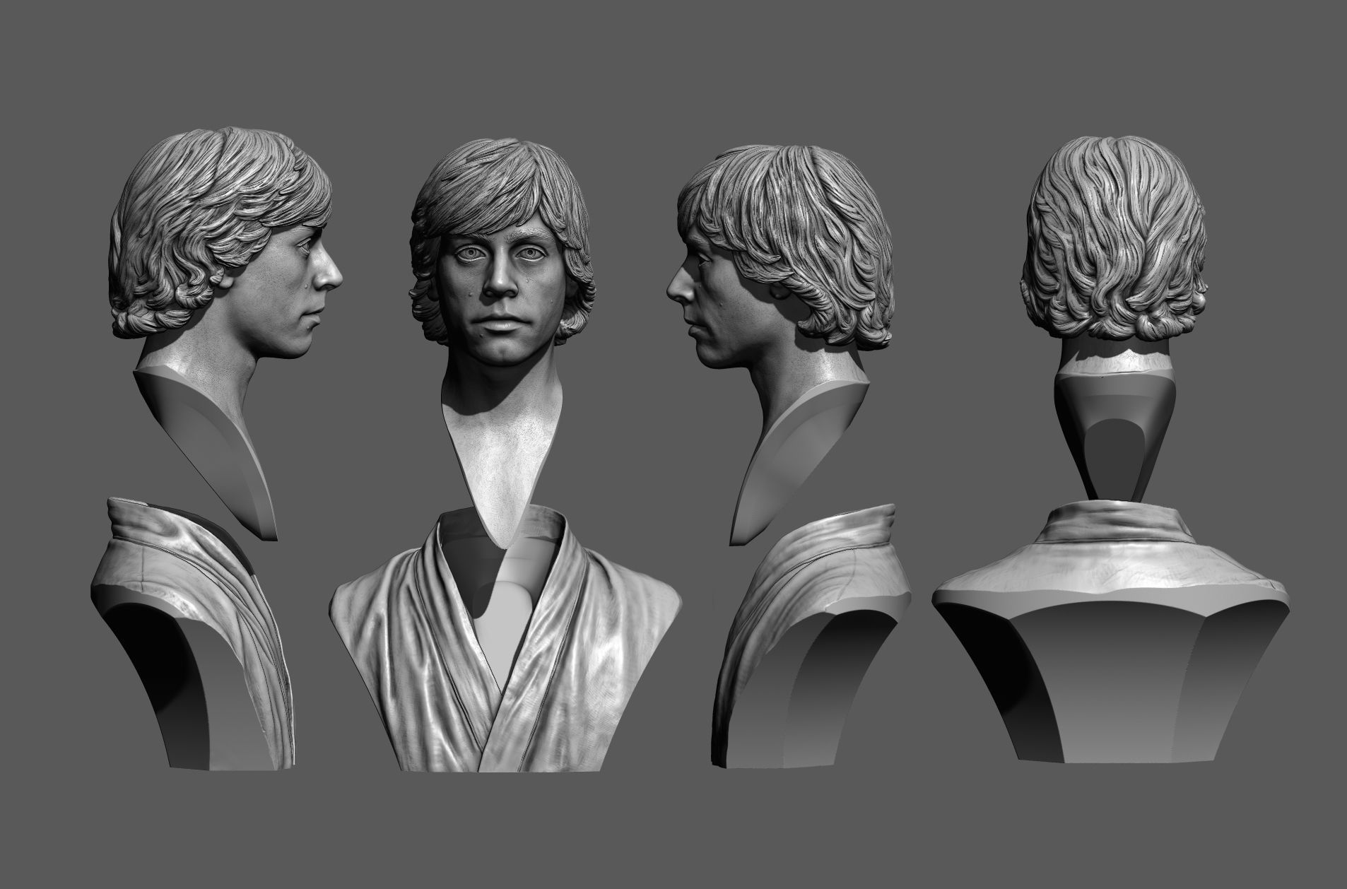 Mark Hamill as Luke Skywalker Bust Printable 3D Model 3D print model_13