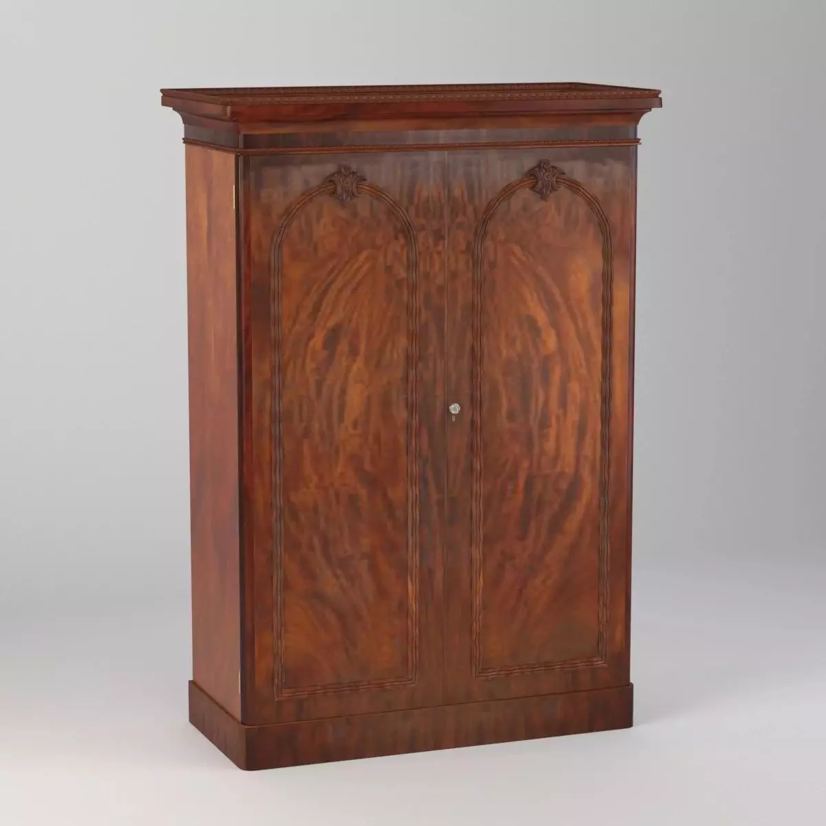 Large Victorian Mahogany 2 Door Wardrobe 3D model