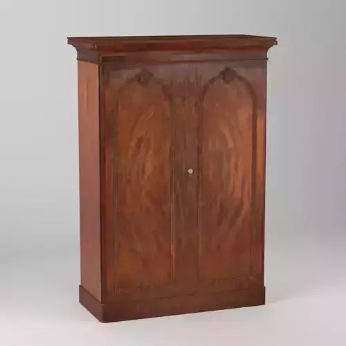 Large Victorian Mahogany 2 Door Wardrobe 3D model