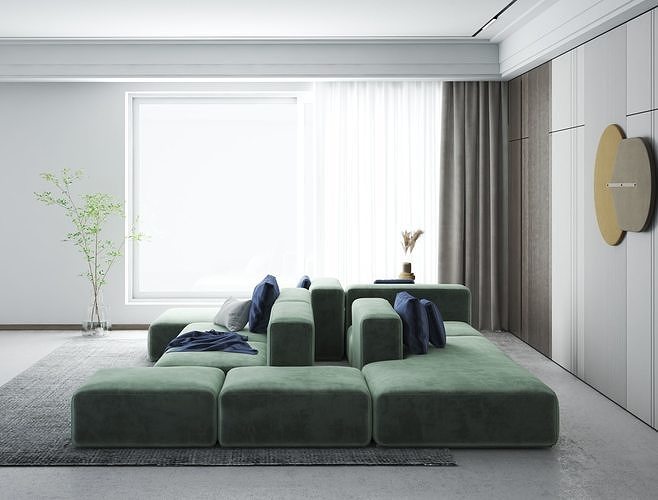 Modular sofa 3D model 2