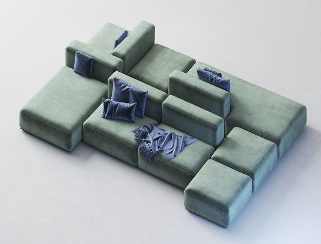 Modular sofa 3D model 5