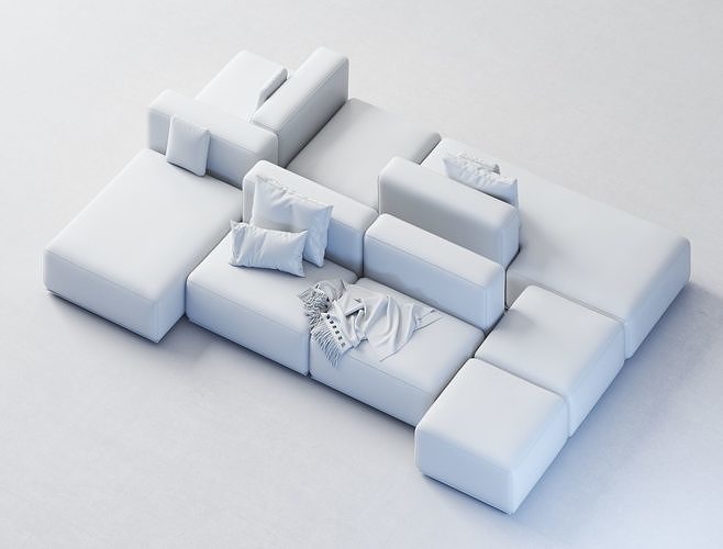 Modular sofa 3D model 3