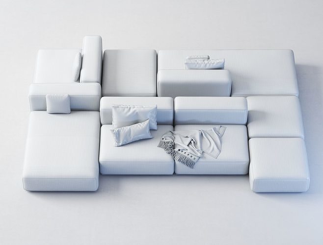 Modular sofa 3D model 7