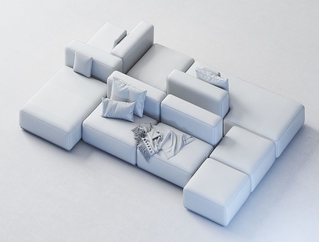 Modular sofa 3D model 4