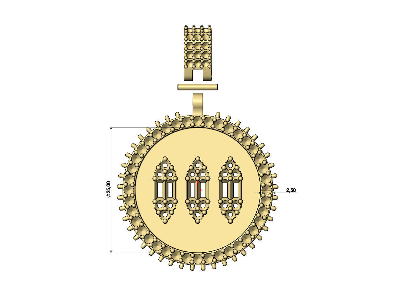 Baguette diamond clusters iced pendant with bail 3D print model_5