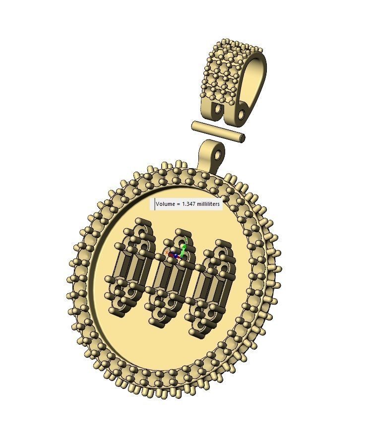 Baguette diamond clusters iced pendant with bail 3D print model_9