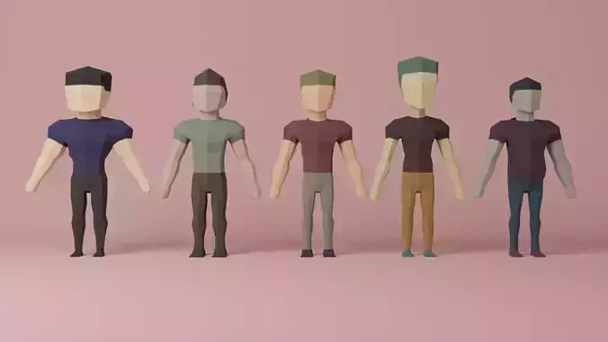 Lowpoly Man group of men in row
