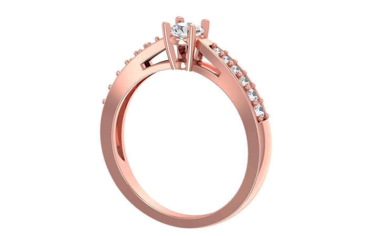 Solitaire Engagement Band Ring 3dm STL OBJ FBX Renders Details 3D print model_2