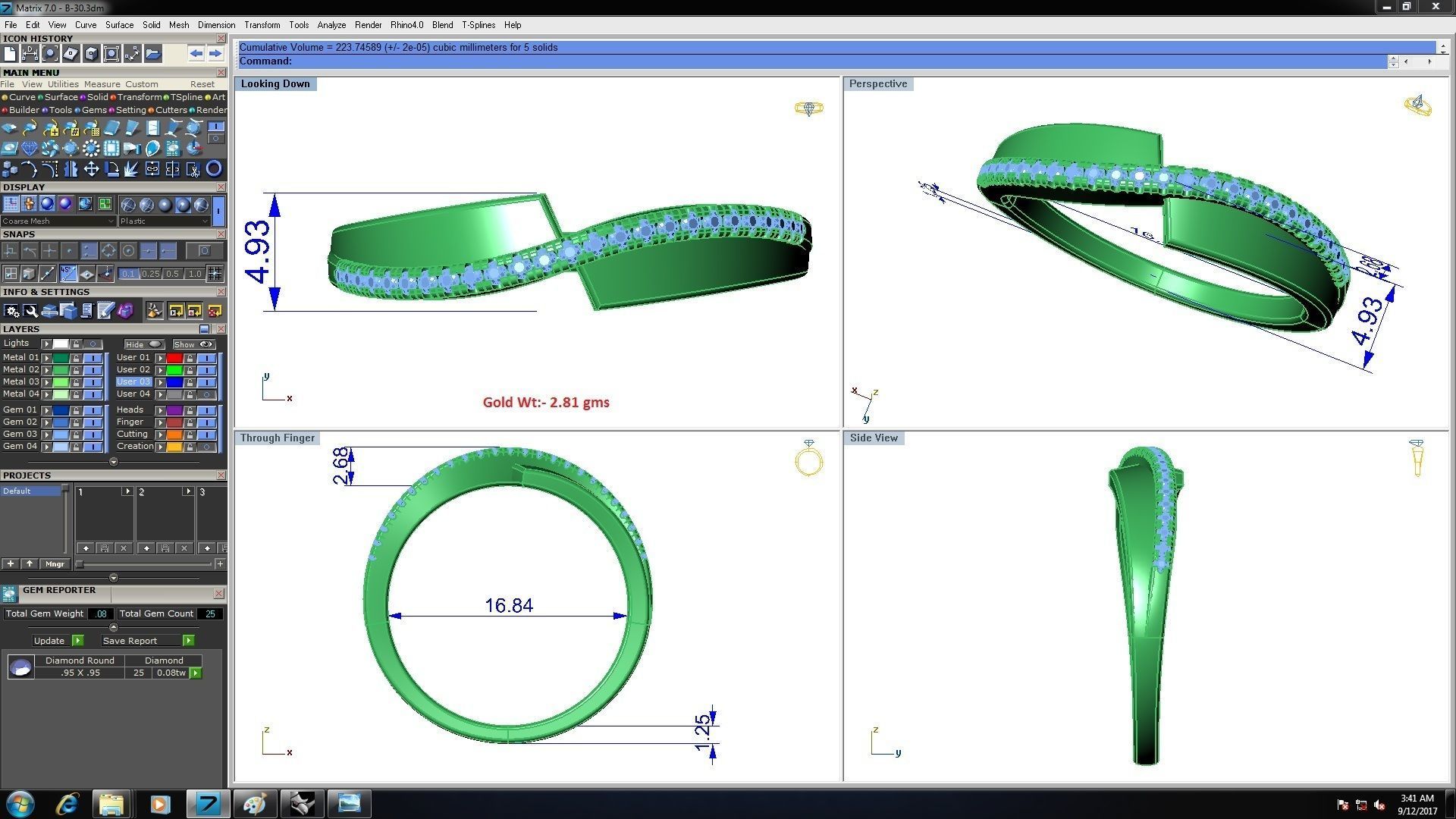 Solitaire Engagement Bypass Band Ring 3dm STL OBJ Render Details 3D print model_3