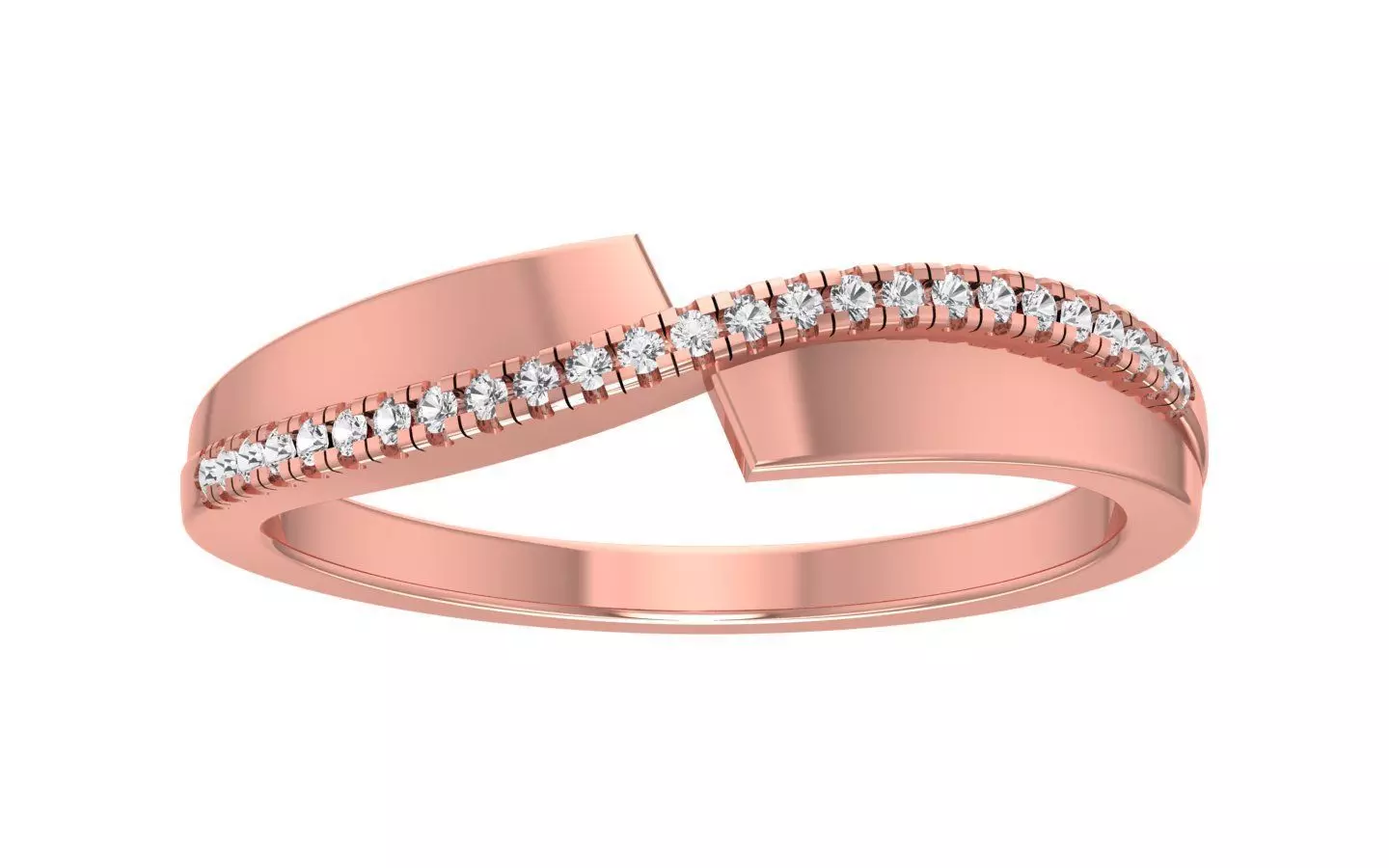 Solitaire Engagement Bypass Band Ring 3dm STL OBJ Render Details 3D print model_0