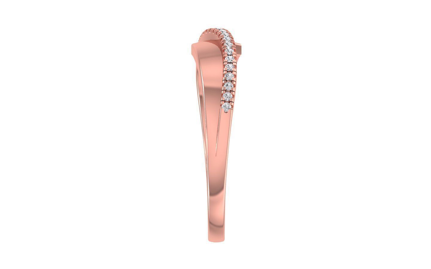 Solitaire Engagement Bypass Band Ring 3dm STL OBJ Render Details 3D print model_2