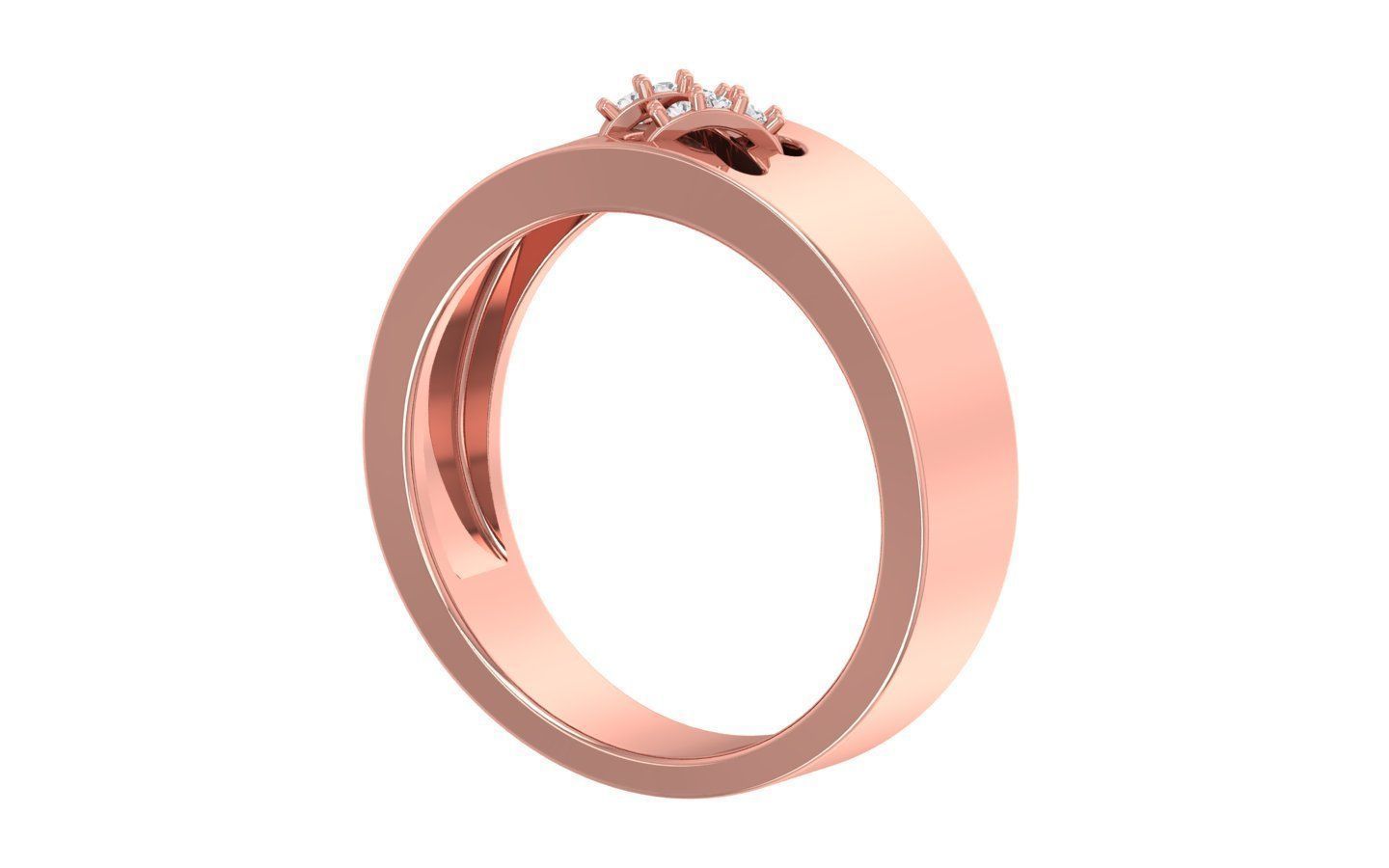 Solitaire Women Band Ring 3dm STL OBJ FBX Renders Details 3D print model_1