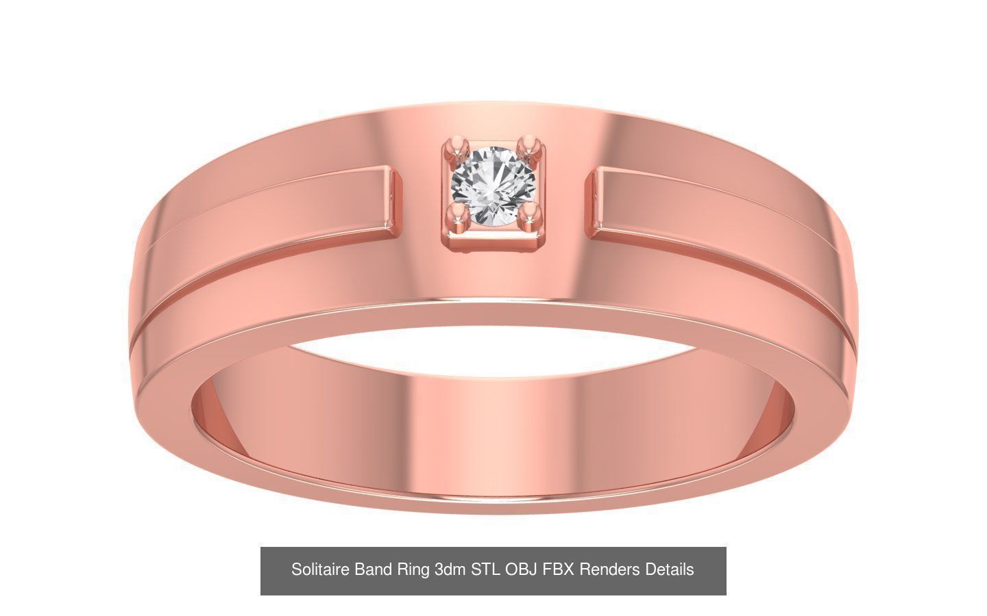 35 Solitaire Band Ring 3dm STL OBJ FBX Details Collection _28