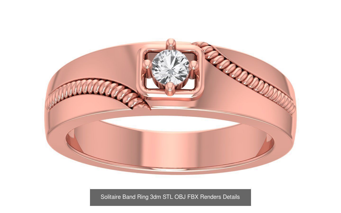 35 Solitaire Band Ring 3dm STL OBJ FBX Details Collection _16