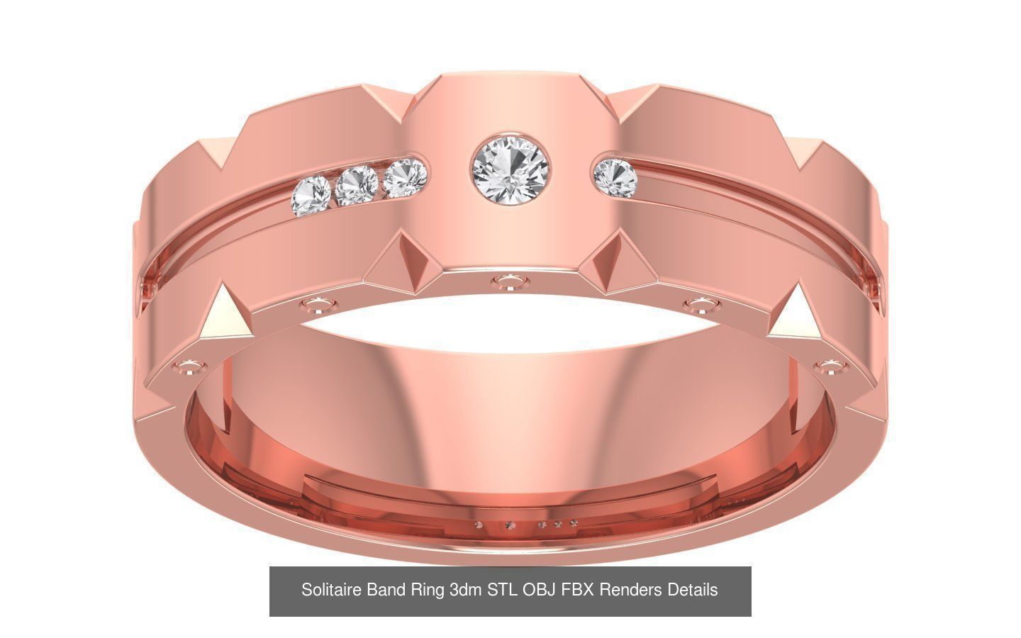 35 Solitaire Band Ring 3dm STL OBJ FBX Details Collection _34