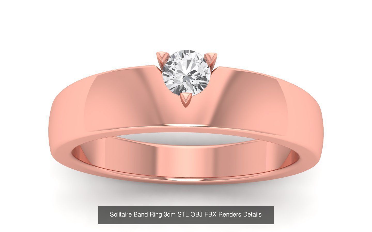 35 Solitaire Band Ring 3dm STL OBJ FBX Details Collection _19