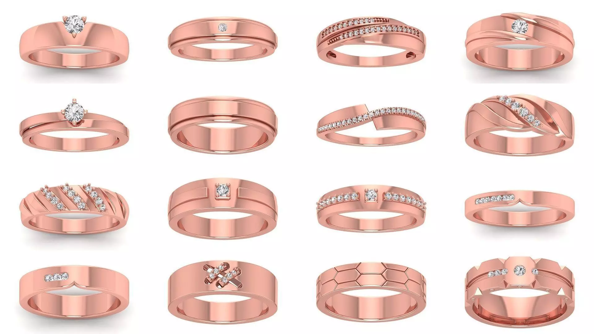 35 Solitaire Band Ring 3dm STL OBJ FBX Details Collection _0