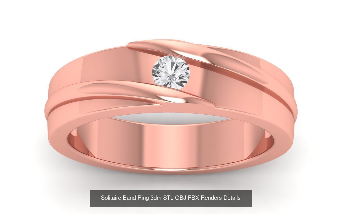 35 Solitaire Band Ring 3dm STL OBJ FBX Details Collection _22