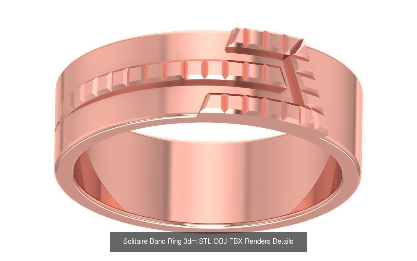 35 Solitaire Band Ring 3dm STL OBJ FBX Details Collection _36
