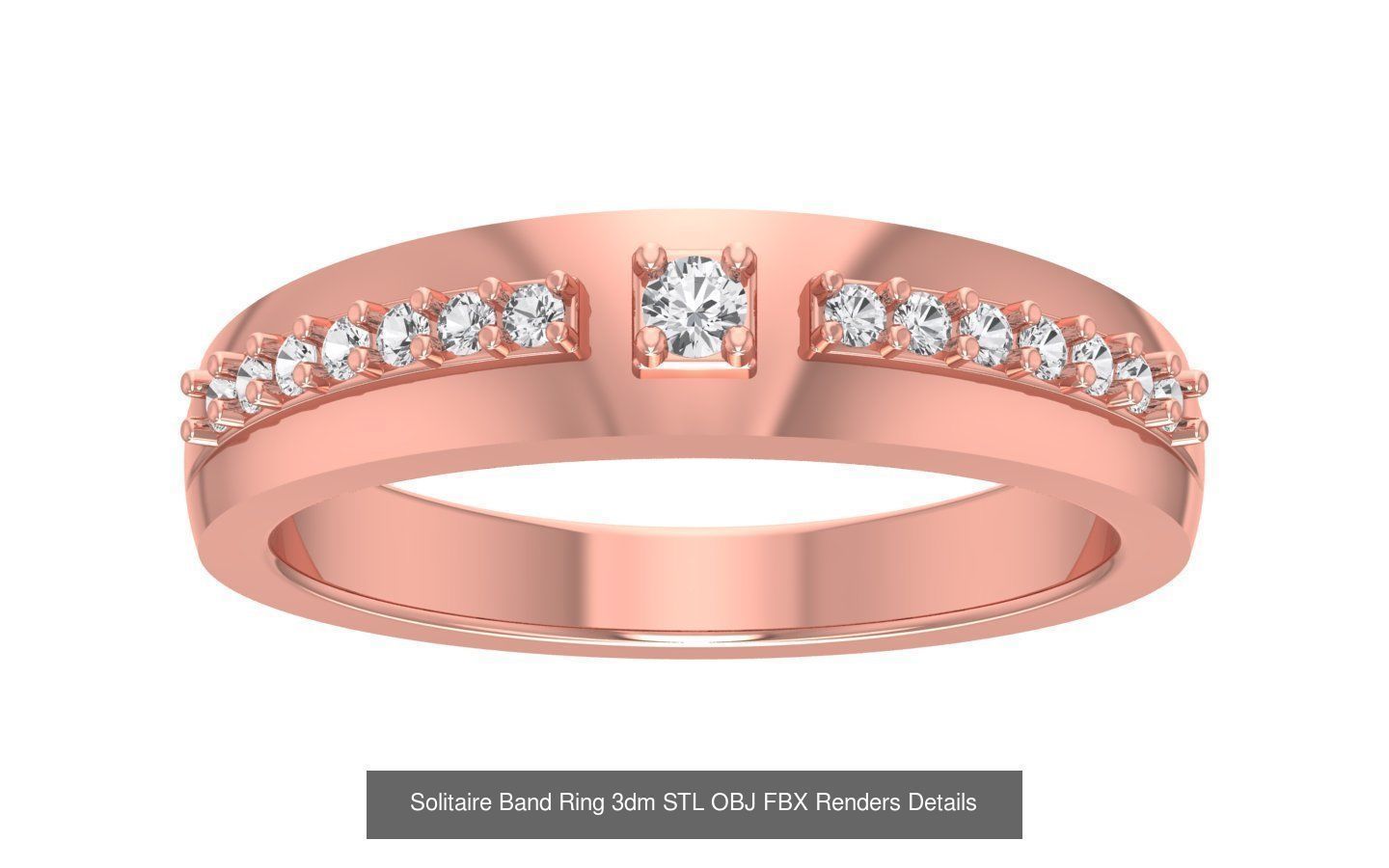35 Solitaire Band Ring 3dm STL OBJ FBX Details Collection _29