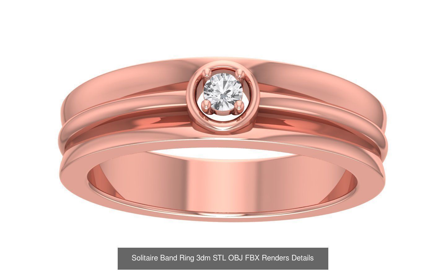 35 Solitaire Band Ring 3dm STL OBJ FBX Details Collection _14