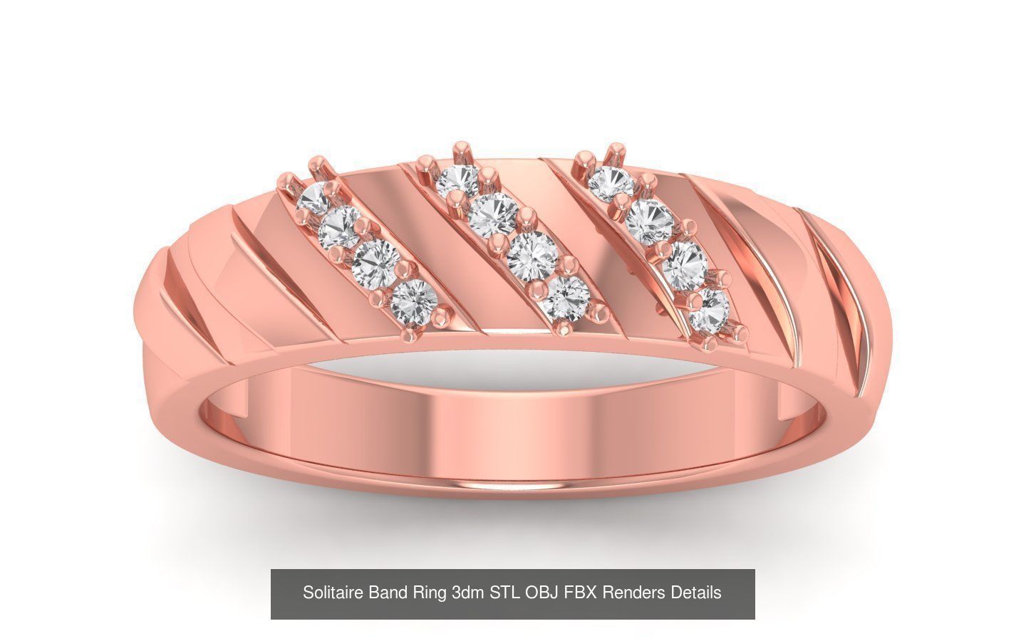 35 Solitaire Band Ring 3dm STL OBJ FBX Details Collection _27