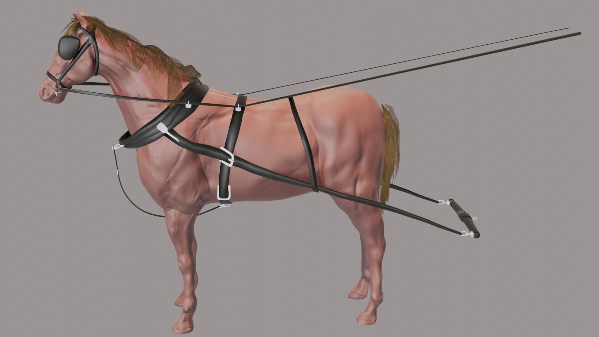 horse for a carriage model 3D model_7