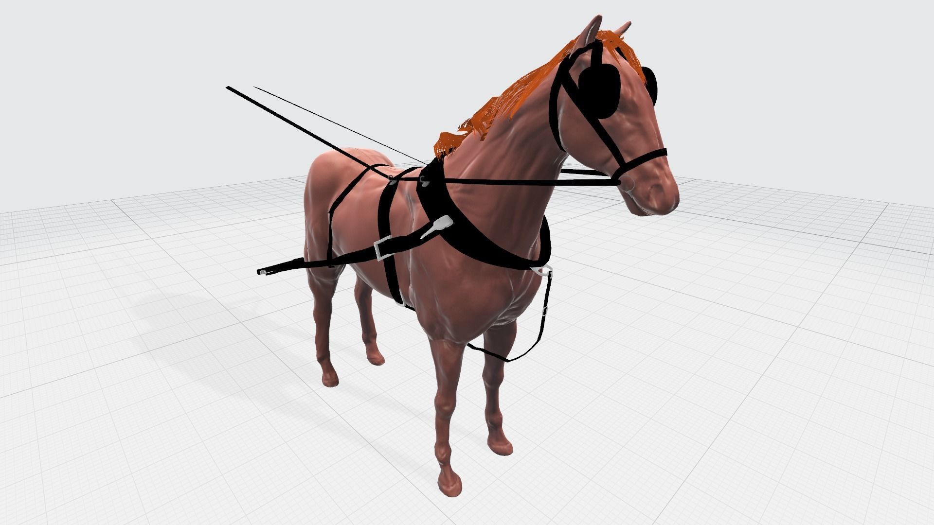 horse for a carriage model 3D model_3