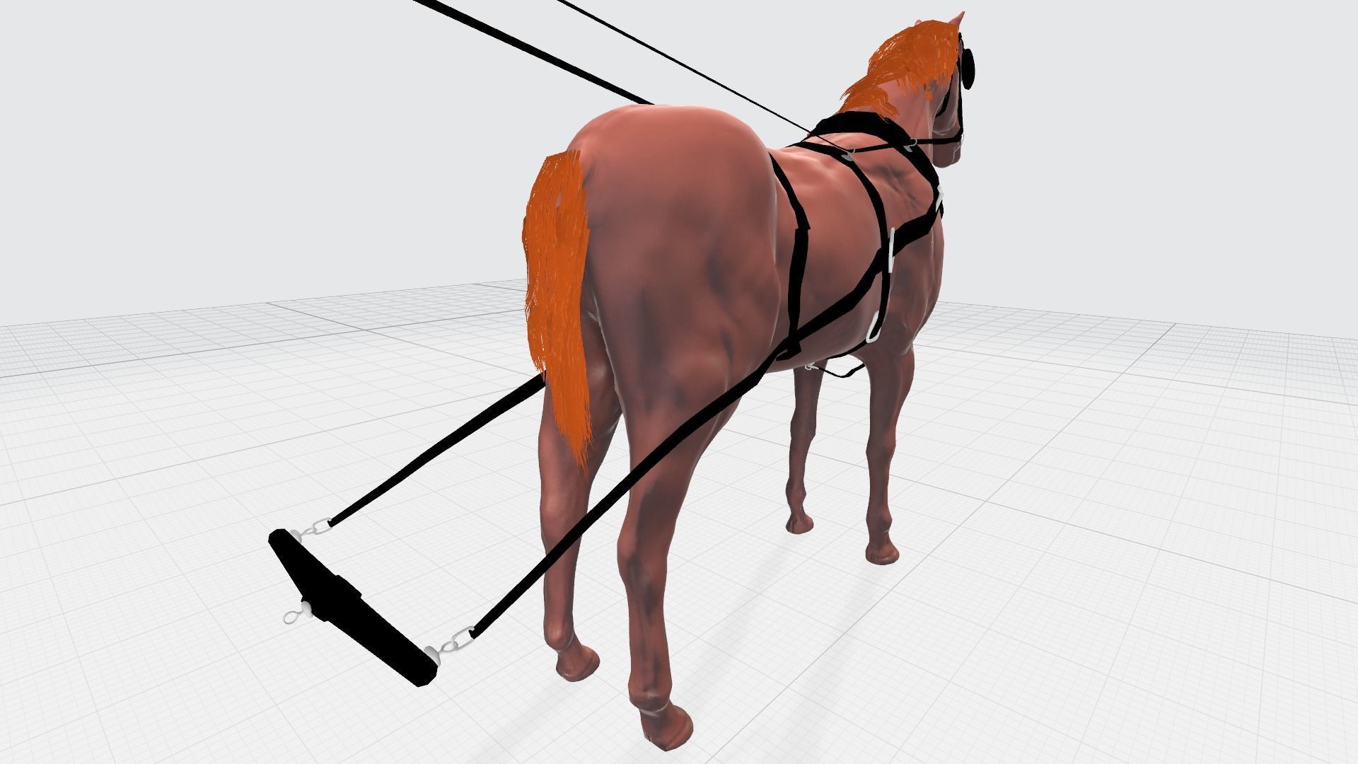 horse for a carriage model 3D model_4