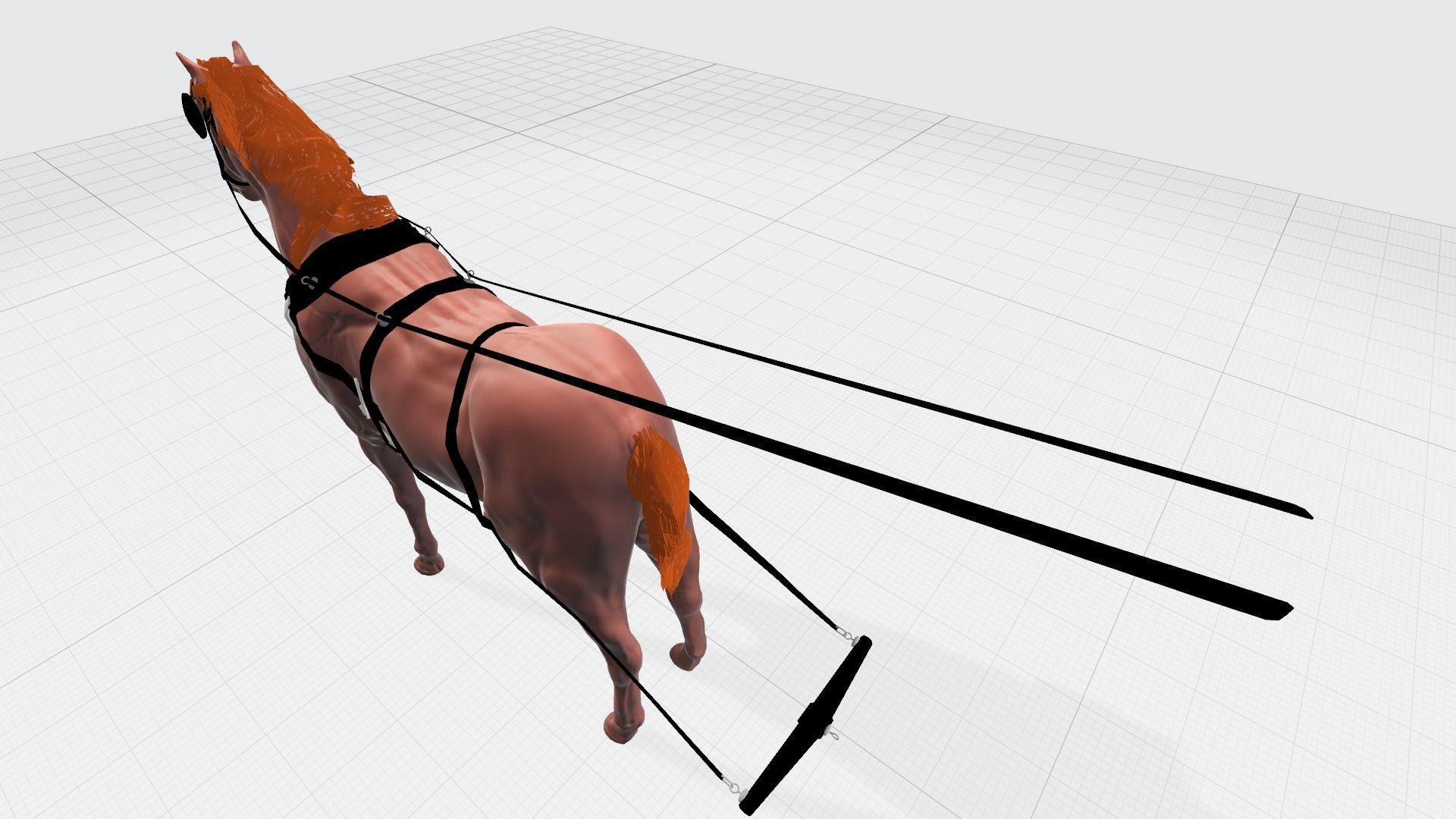 horse for a carriage model 3D model_5