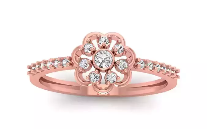 Solitaire Women Engagement Flower Ring 