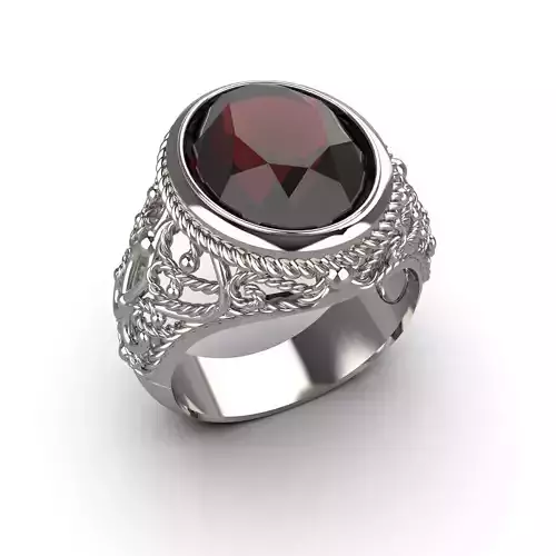 Ring with monograms and stone