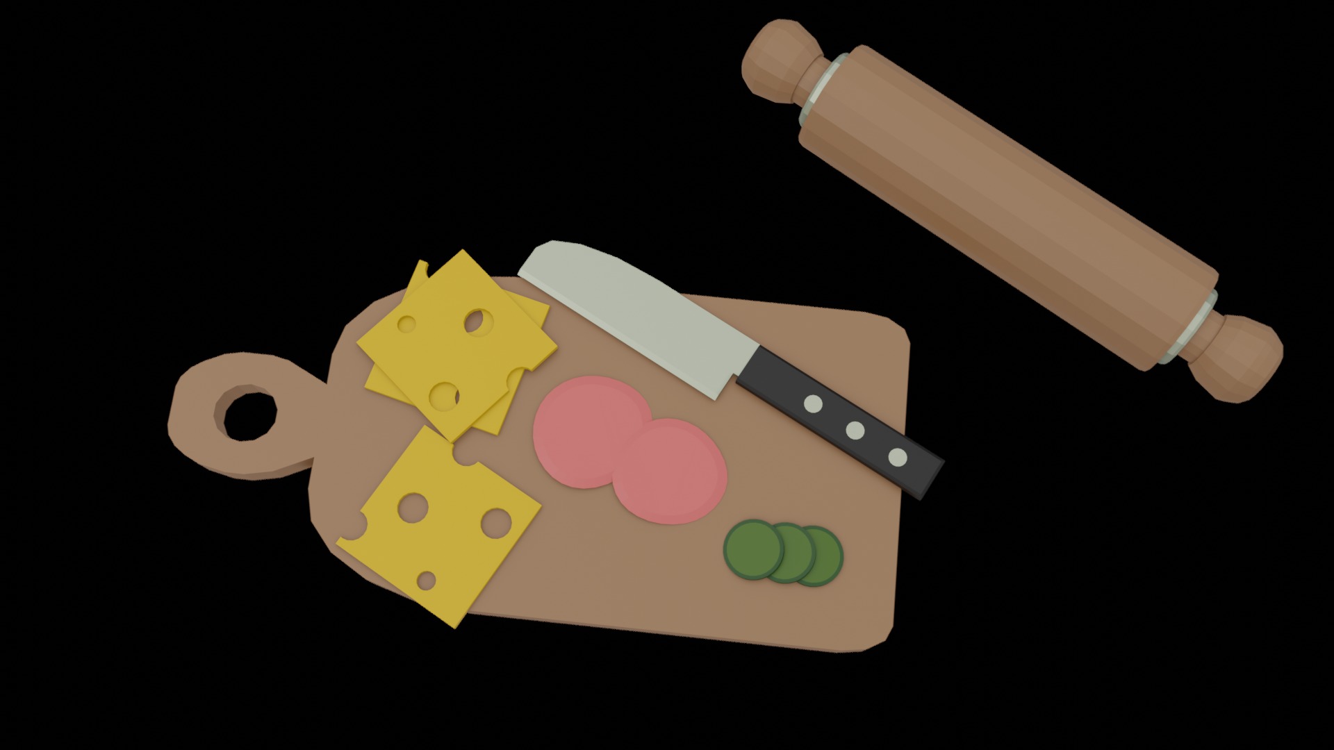 kitchen pack assets low poly 15 elements props Low-poly 3D model_1