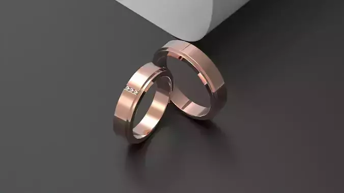 simple wedding ring band with rosegold finishing