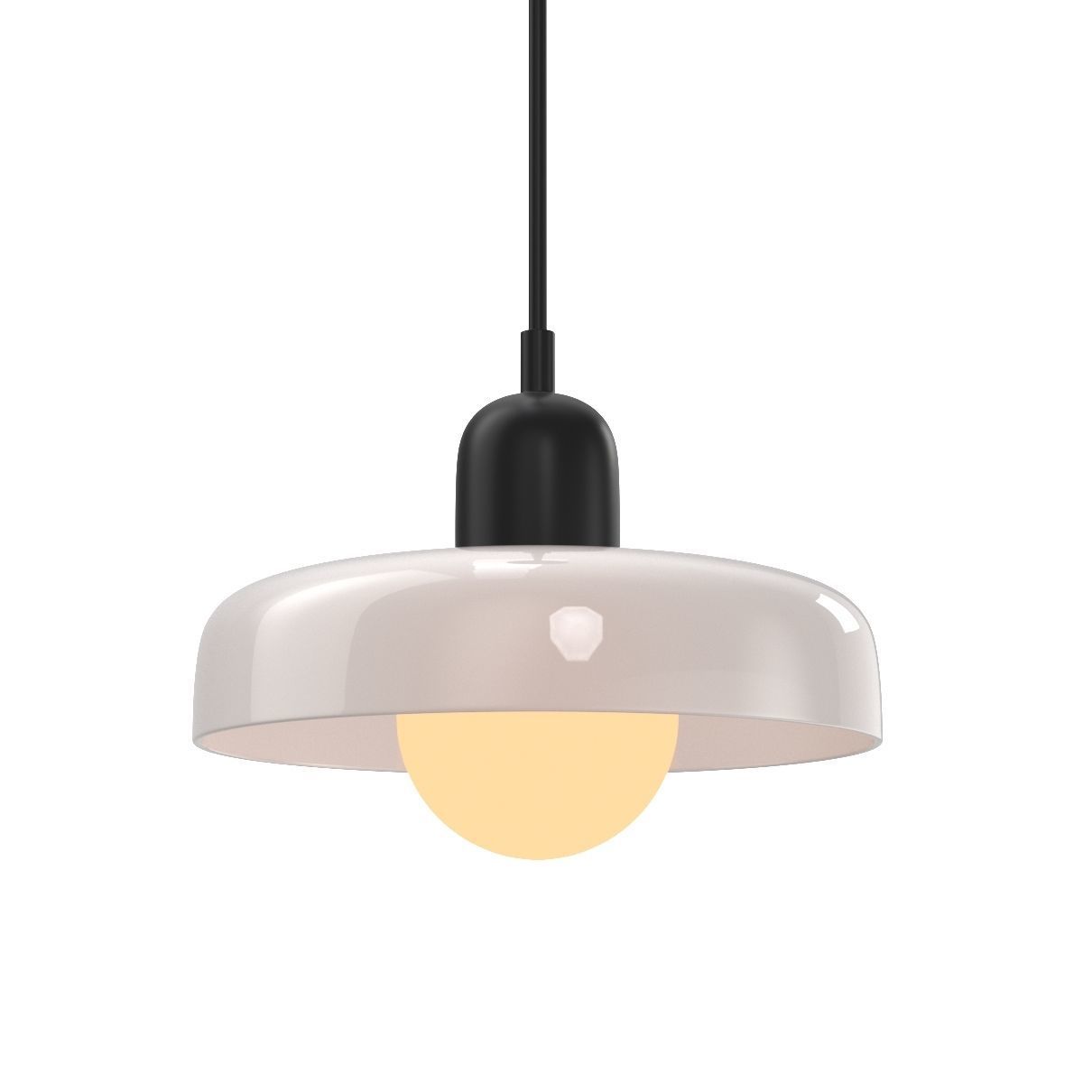 Opaline Blown Glass Disc Orb Pendant 3D model_4