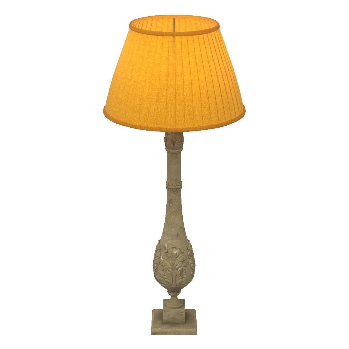 Pair of 19th Century Foliate Carved Balustrade Lamps 3D model_1