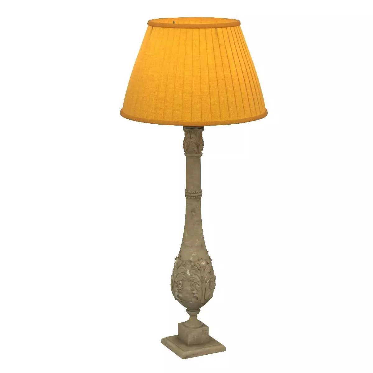 Pair of 19th Century Foliate Carved Balustrade Lamps 3D model_0