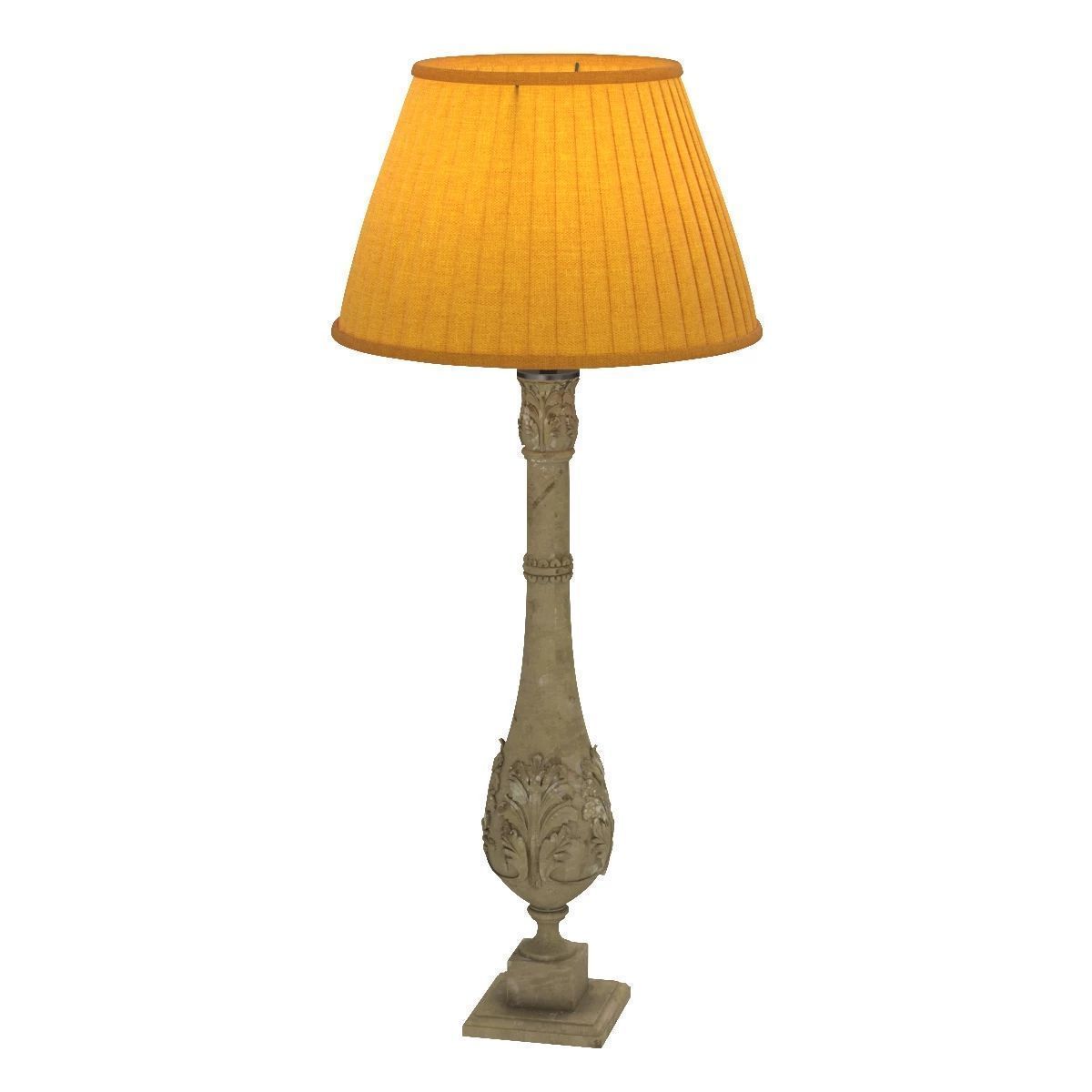 Pair of 19th Century Foliate Carved Balustrade Lamps 3D model_2