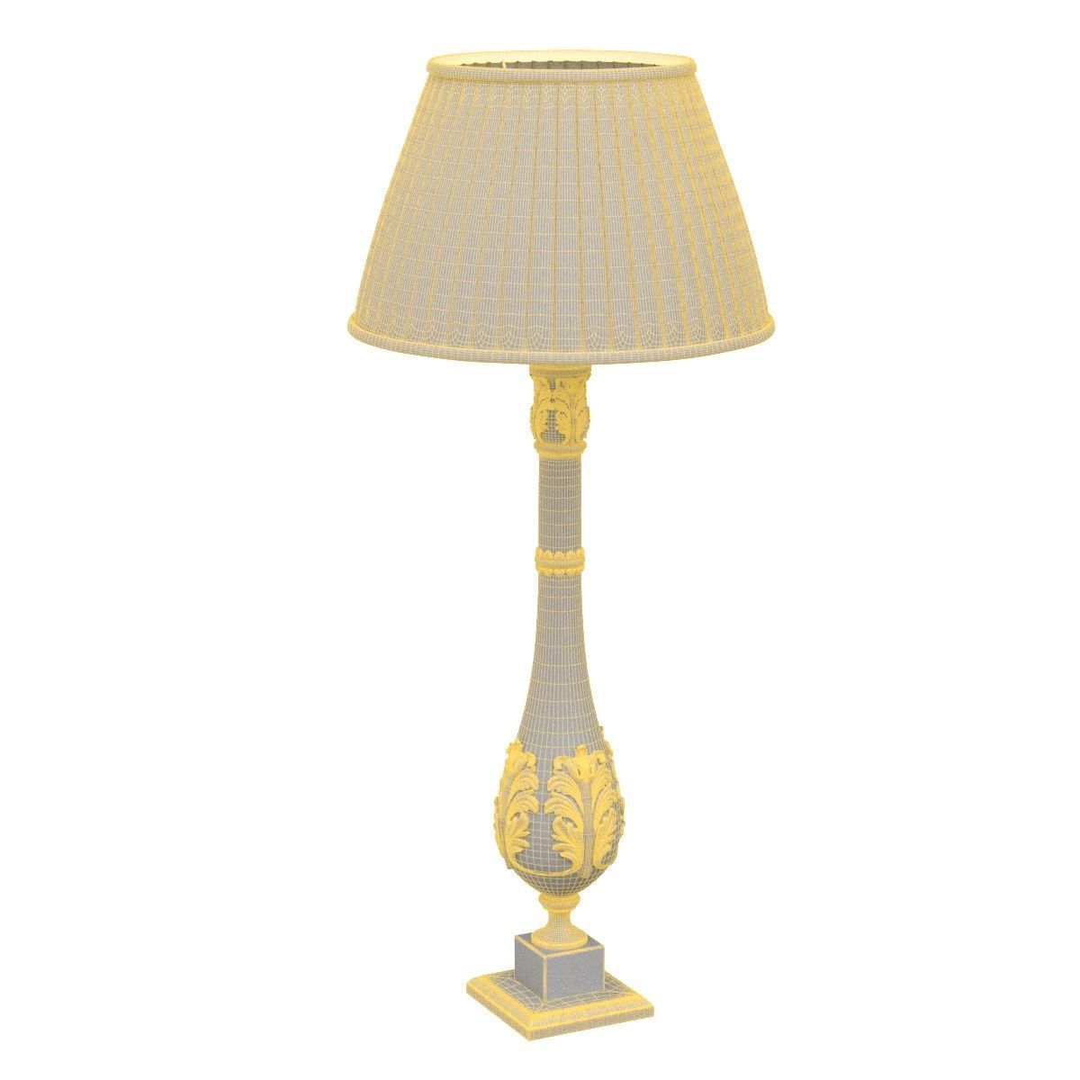 Pair of 19th Century Foliate Carved Balustrade Lamps 3D model_6