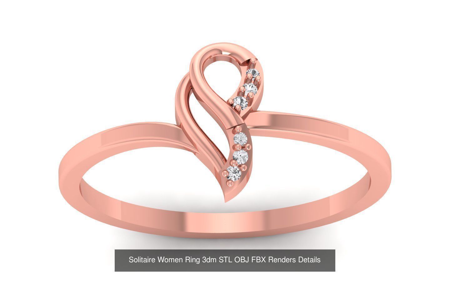 60 Solitaire Women Ring 3dm STL OBJ FBX Details Collection _50