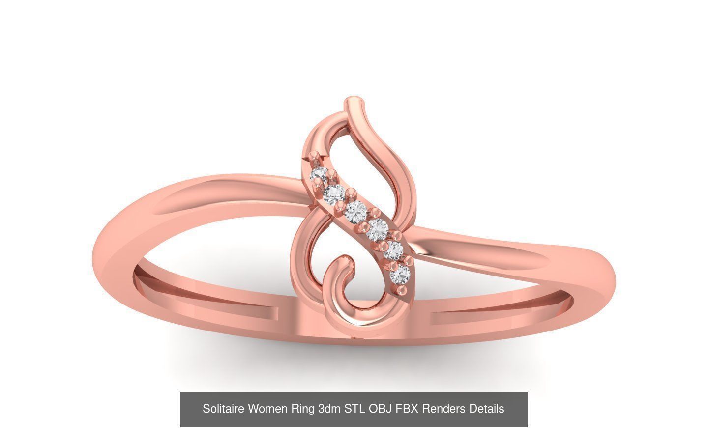 60 Solitaire Women Ring 3dm STL OBJ FBX Details Collection _55