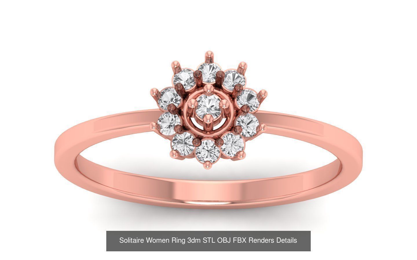 60 Solitaire Women Ring 3dm STL OBJ FBX Details Collection _22