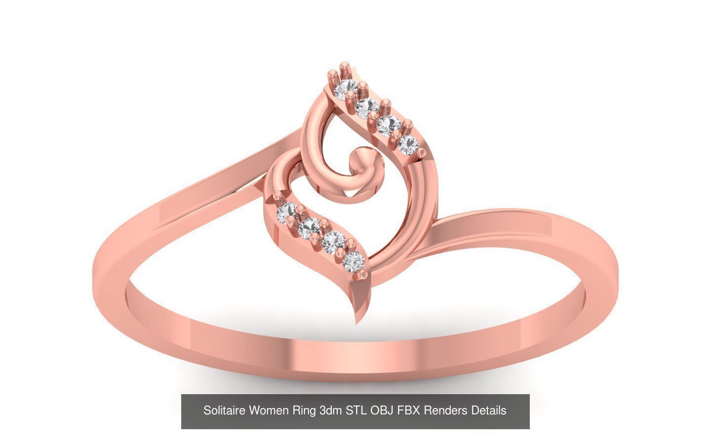 60 Solitaire Women Ring 3dm STL OBJ FBX Details Collection _44