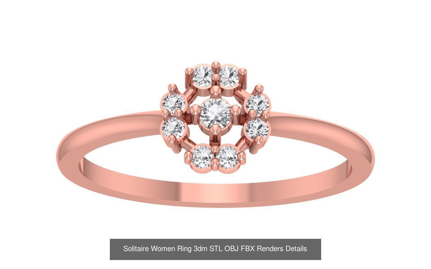 60 Solitaire Women Ring 3dm STL OBJ FBX Details Collection _31