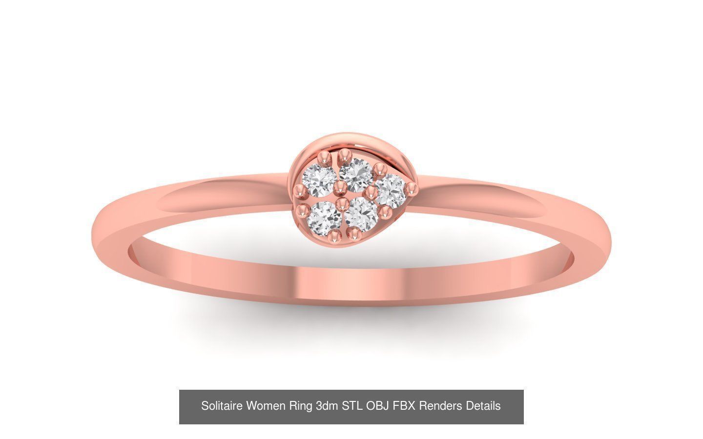 60 Solitaire Women Ring 3dm STL OBJ FBX Details Collection _27