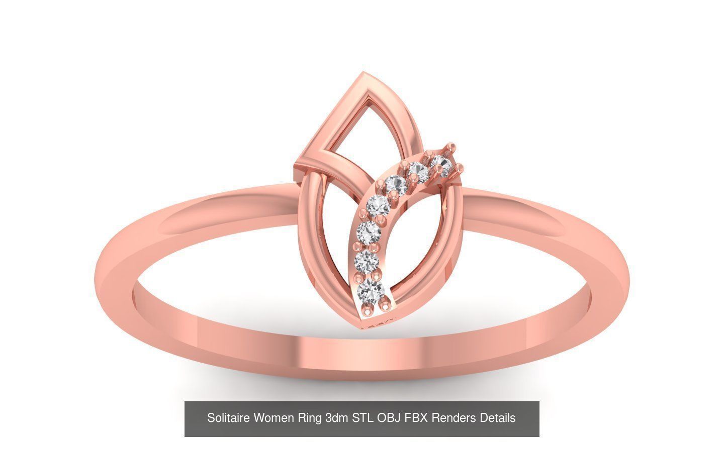 60 Solitaire Women Ring 3dm STL OBJ FBX Details Collection _47