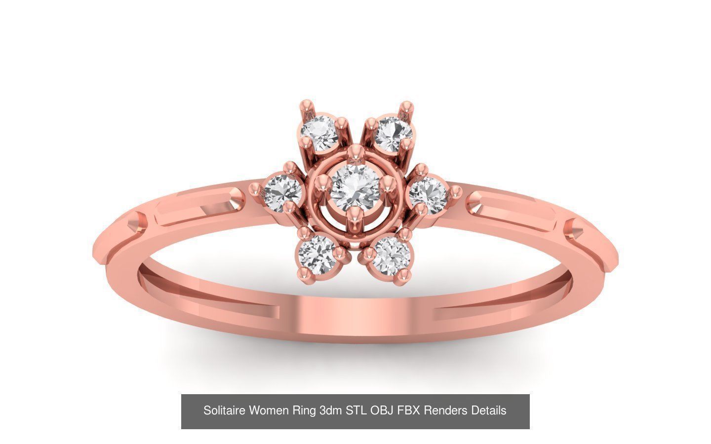 60 Solitaire Women Ring 3dm STL OBJ FBX Details Collection _35