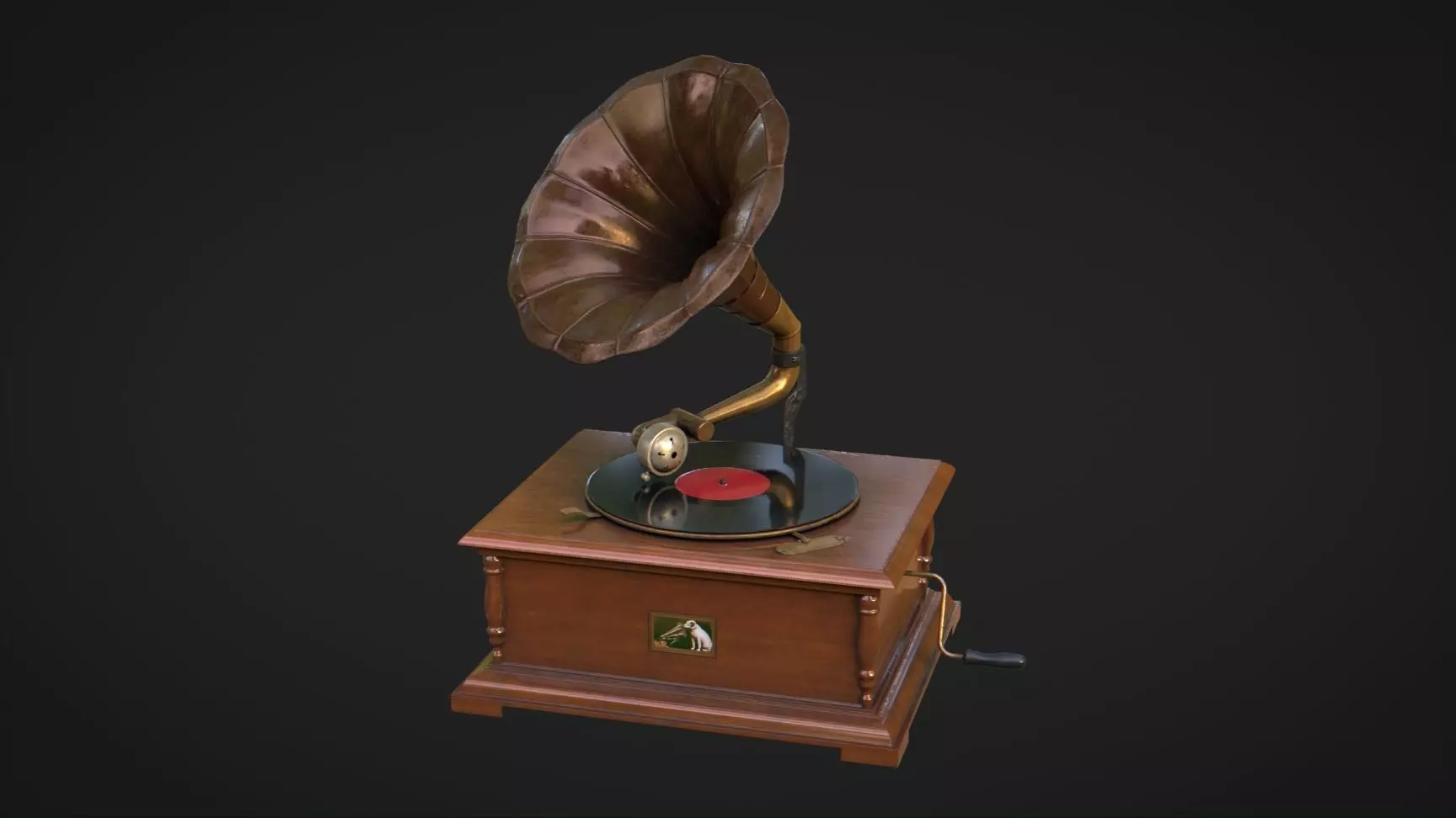 Gramophone Low-poly 3D model_0