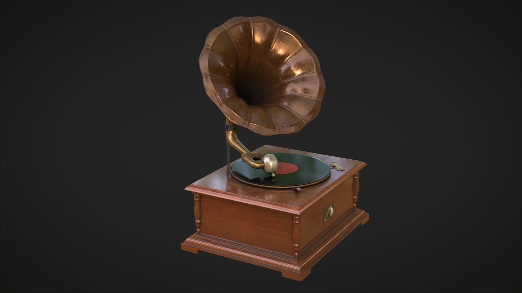Gramophone Low-poly 3D model_2
